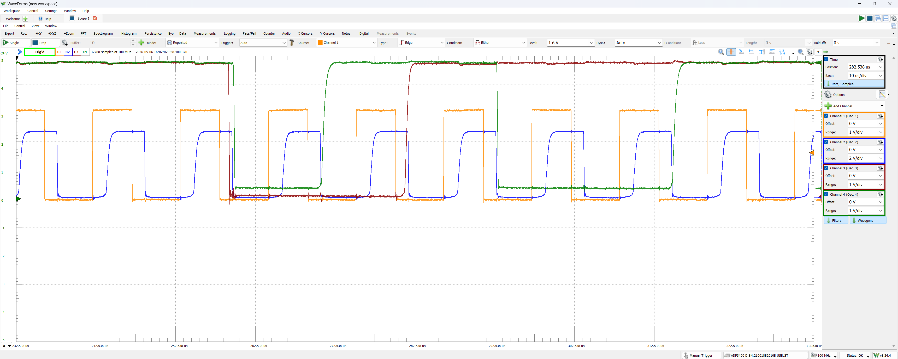 Oscilloscope Capture After 1k Resistors